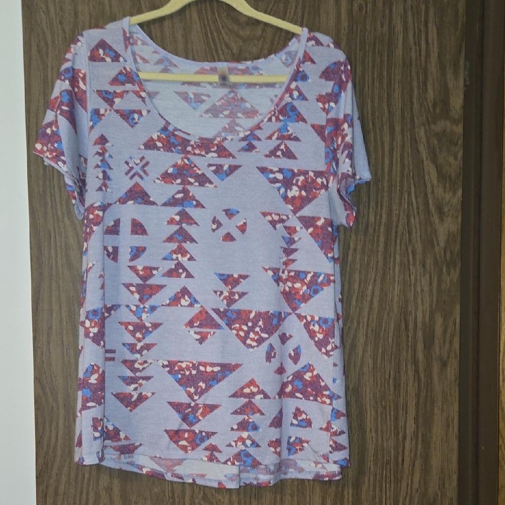 LuLaRoe Multicolor Geometric Short Sleeve Top